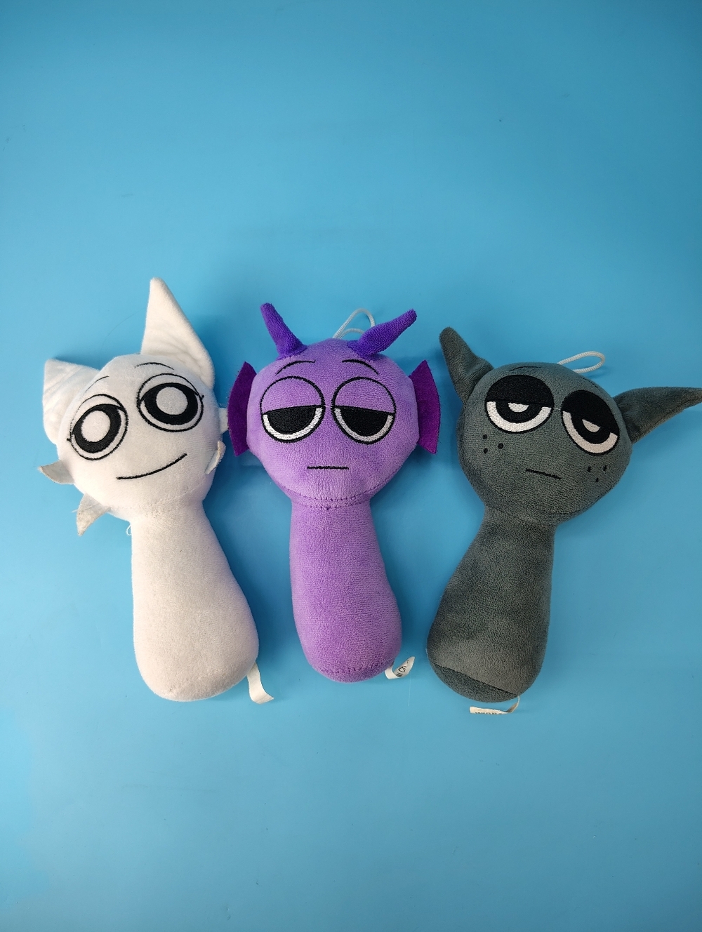 Sprunki Plush Figures Toys Wenda Durple Gray Set Of 3 White Purple Grey 9" VG